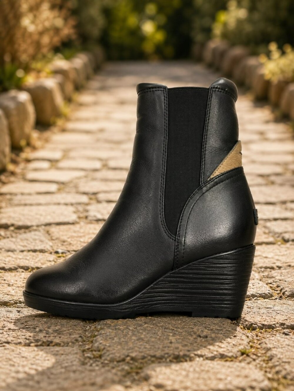Sorel After Hours Chelsea Leather Wedge Ankle Boots Womens 9 Black  NL2565